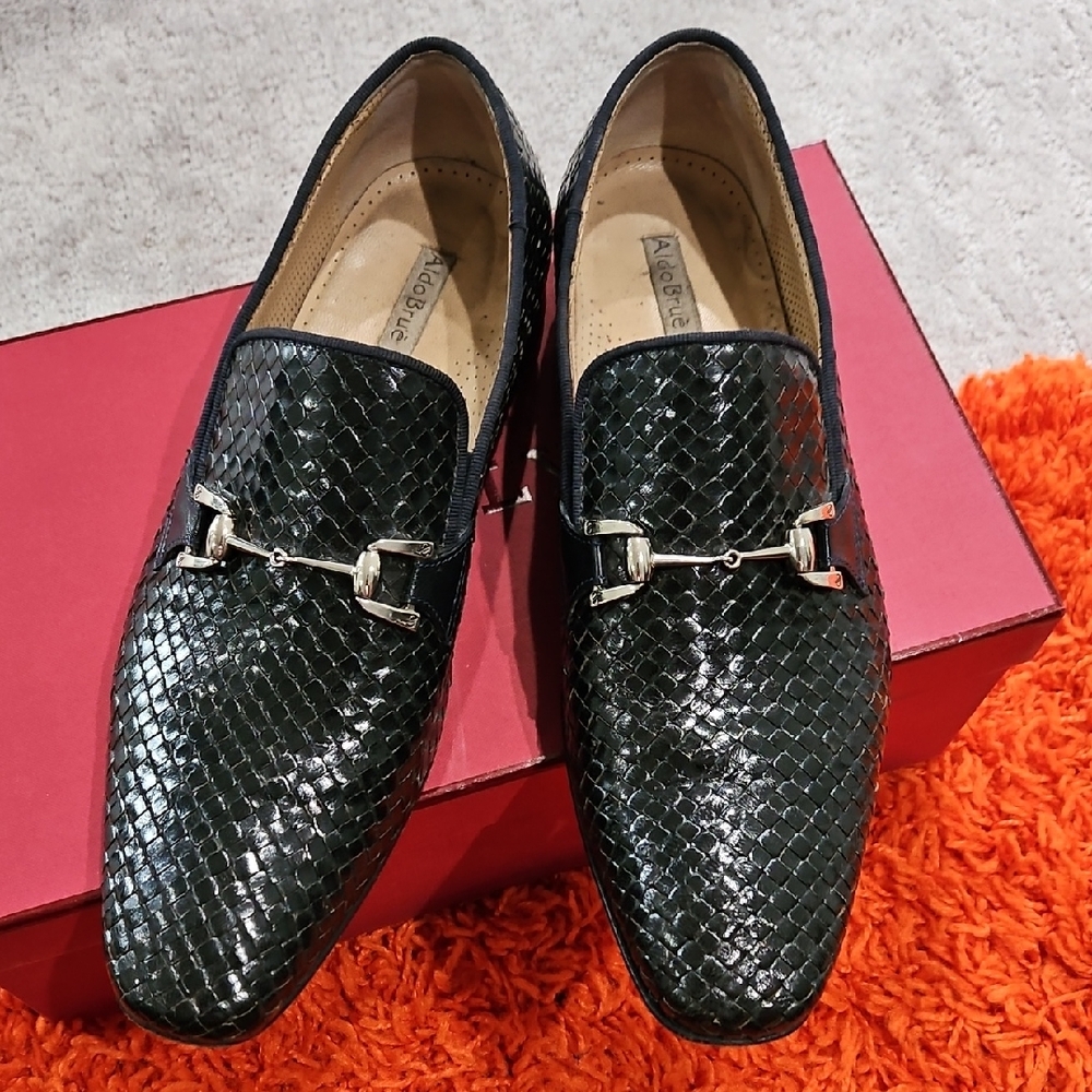 Aldon Men's Black Textured Slip-On Loafers
